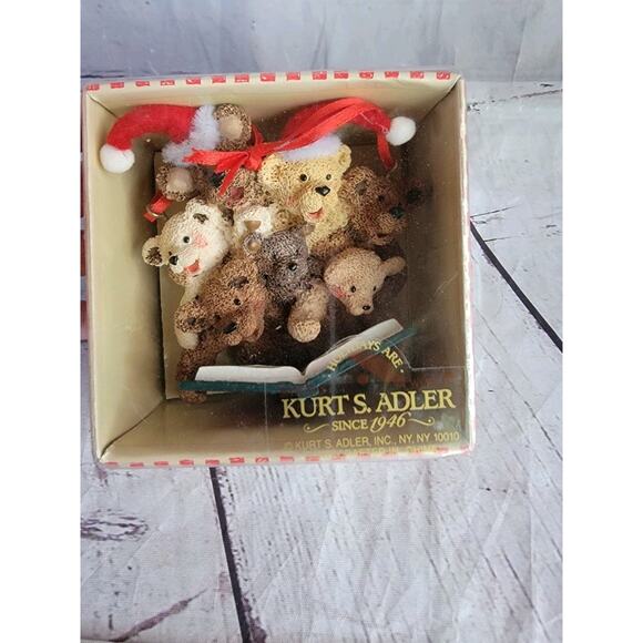 Holly Bearies Christmas Ornament Kurt S Adler Caroling Singing Teddy Bears W Box - Picture 8 of 9